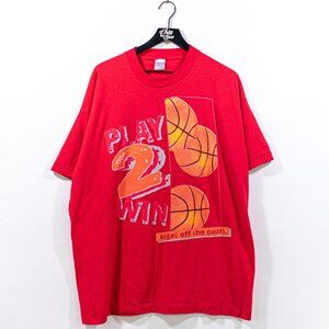 Basketball T-Shirt One Size VTG 90s Play To Win Or Get Off The Court Freeze